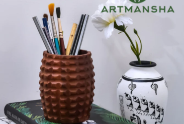 Buy Artmansha Barrel Wooden Pen Stand at Best Price in India