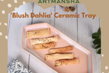 Buy Blush Dahlia Ceramic Tray in India at Artmansha