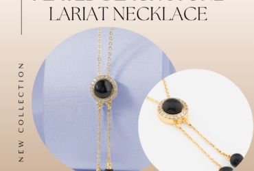 Buy Womens White Gold Plated Black Stone Lariat Necklace